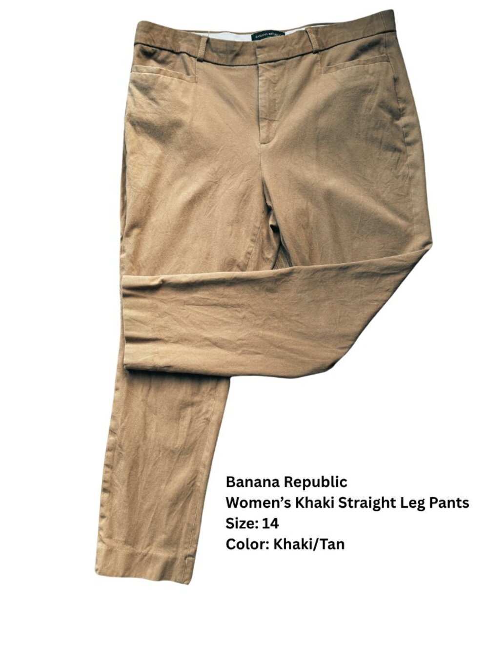 Banana Republic Women’s Khaki Straight Leg Pants, Size 14
